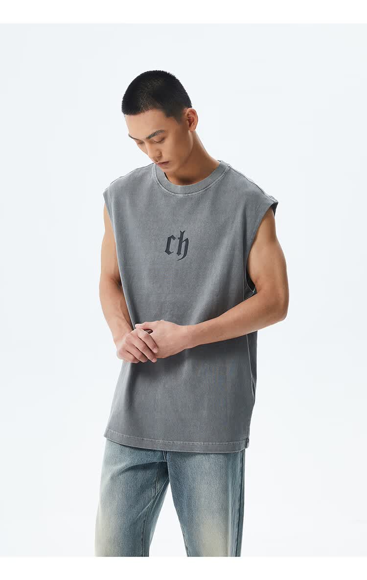 CHINISM Classic Cotton Logo Vest Men Summer Breathable Sleeveless Tank Top XV2333H6031 13